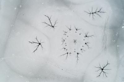Natural ice background, frozen lake-stock-photo