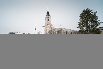 Szekszárd, a Béla király tér télen-stock-foto