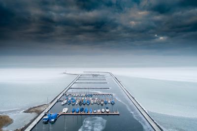 Aerial photo of Sailing boats in Lake Balaton, at Balatonfured-stock-photo