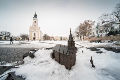Szekszárd, a Béla király tér télen-stock-photo