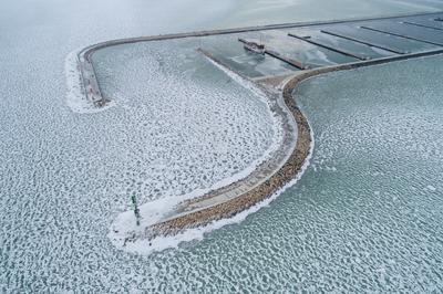 Aerial photo of Sailing boats in Lake Balaton, at Balatonfured-stock-photo