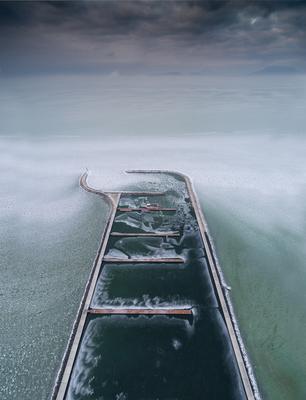 Aerial photo of Sailing boats in Lake Balaton, at Balatonfured-stock-foto