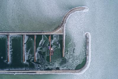 Aerial photo of Sailing boats in Lake Balaton, at Balatonfured-stock-photo