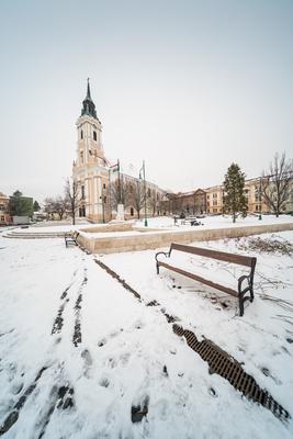 Szekszárd, a Béla király tér télen-stock-foto
