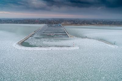 Aerial photo of Sailing boats in Lake Balaton, at Balatonfured-stock-photo