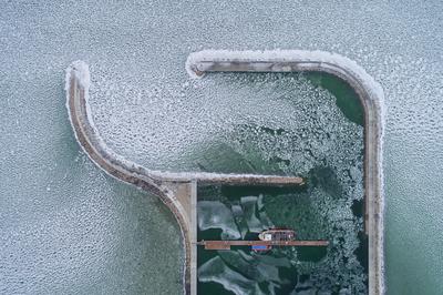 Aerial photo of Sailing boats in Lake Balaton, at Balatonfenyves-stock-foto