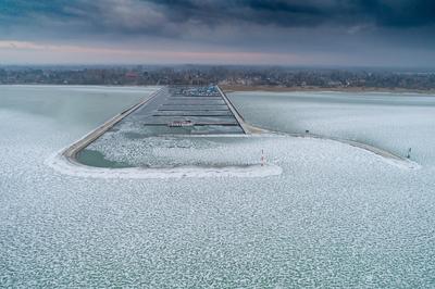 Aerial photo of Sailing boats in Lake Balaton, at Balatonfenyves-stock-foto