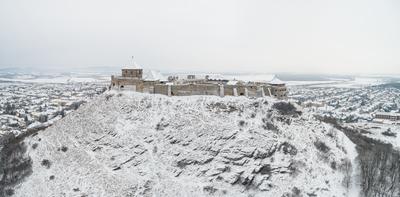 Beautiful panoramaic view of Fortress of Sumeg, Hungary at winter-stock-foto