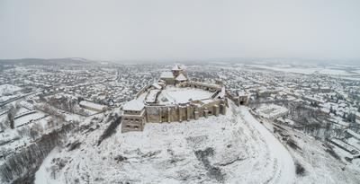 Beautiful panoramaic view of Fortress of Sumeg, Hungary at winter-stock-foto