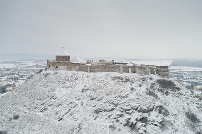 Beautiful panoramaic view of Fortress of Sumeg, Hungary at winter-stock-foto