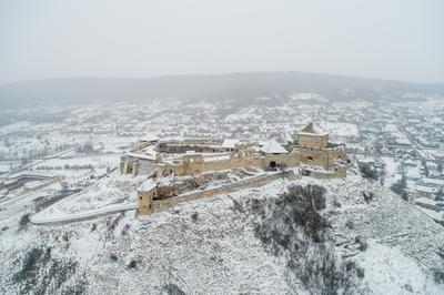 Beautiful panoramaic view of Fortress of Sumeg, Hungary at winter-stock-foto