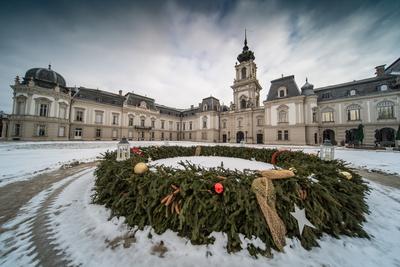 Festetics castle in Keszthely, Hungary at winter-stock-photo