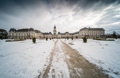 Festetics castle in Keszthely, Hungary at winter-stock-photo
