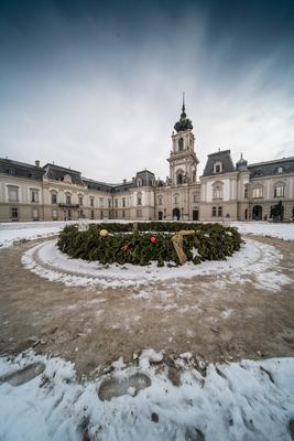 Festetics castle in Keszthely, Hungary at winter-stock-foto