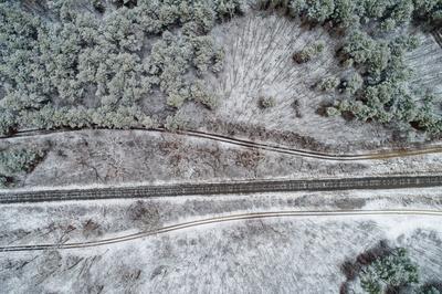 railway with snowy forest in Hungary-stock-photo