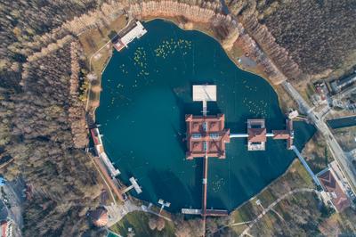 Aerial photo of thermal lake in Heviz, Hungary-stock-foto