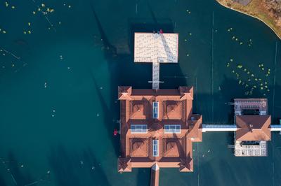 Aerial photo of thermal lake in Heviz, Hungary-stock-foto