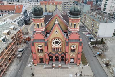 Aerial photo of Synagogue in Zalaegerszeg-stock-foto
