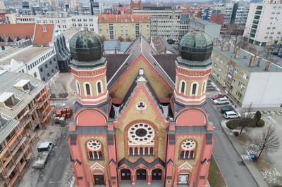 Aerial photo of Synagogue in Zalaegerszeg-stock-foto