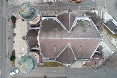 Aerial photo of Synagogue in Zalaegerszeg-stock-foto
