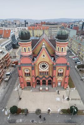 Aerial photo of Synagogue in Zalaegerszeg-stock-foto