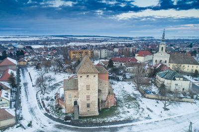 Panoramic view of Simontornya at winter-stock-foto