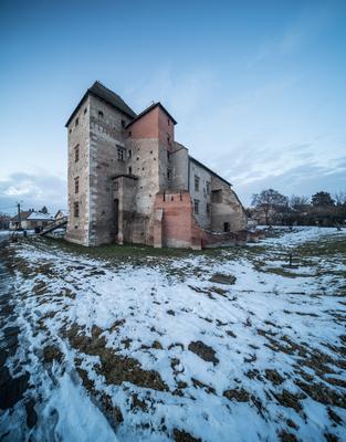 Panoramic view of Simontornya at winter-stock-foto