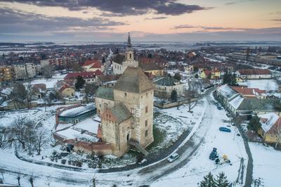 Panoramic view of Simontornya at winter-stock-foto