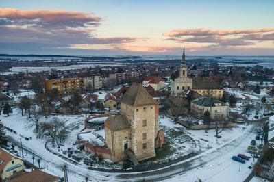 Panoramic view of Simontornya at winter-stock-foto