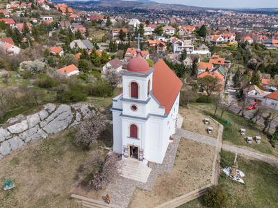 Chapel in Havihegy, Pecs, Hungary with the Tree of the Year-stock-photo