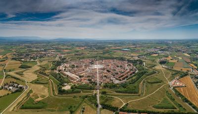 Palmanova city panoramic aerial view. Friuli Venezia Giulia, Italy.-stock-photo