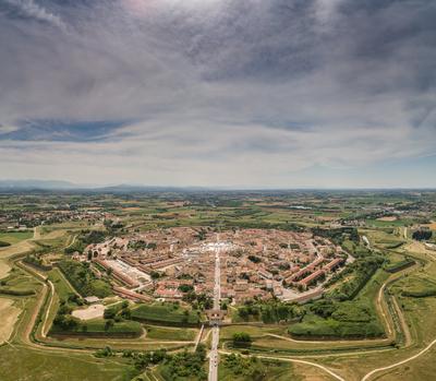 Palmanova city panoramic aerial view. Friuli Venezia Giulia, Italy.-stock-photo