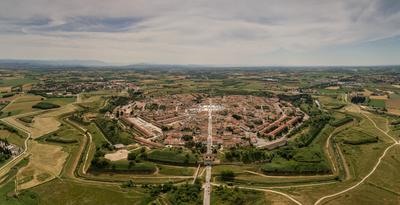 Palmanova city panoramic aerial view. Friuli Venezia Giulia, Italy.-stock-photo