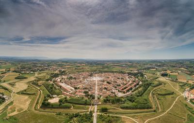 Palmanova city panoramic aerial view. Friuli Venezia Giulia, Italy.-stock-photo