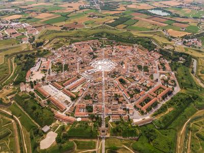 Palmanova city panoramic aerial view. Friuli Venezia Giulia, Italy.-stock-photo