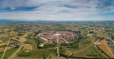 Palmanova city panoramic aerial view. Friuli Venezia Giulia, Italy.-stock-photo