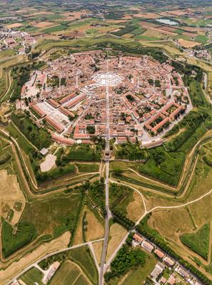 Palmanova city panoramic aerial view. Friuli Venezia Giulia, Italy.-stock-photo