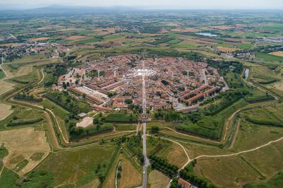 Palmanova city panoramic aerial view. Friuli Venezia Giulia, Italy.-stock-photo