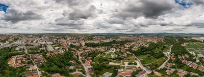 Panorama of Veszprem with cloudy sky-stock-foto