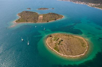 Heart shaped island of Galesnjak, aerial view, Dalmatia region of Croatia-stock-photo