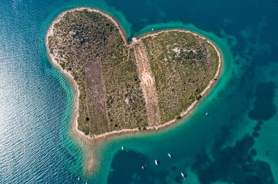 Heart shaped island of Galesnjak, aerial view, Dalmatia region of Croatia-stock-photo