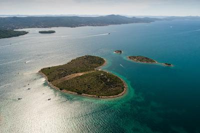 Heart shaped island of Galesnjak, aerial view, Dalmatia region of Croatia-stock-photo