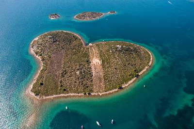 Heart shaped island of Galesnjak, aerial view, Dalmatia region of Croatia-stock-photo