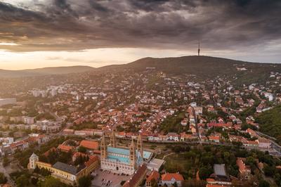 Bird eye view of beautiful Pecs-stock-foto