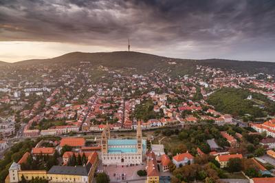 Bird eye view of beautiful Pecs-stock-foto