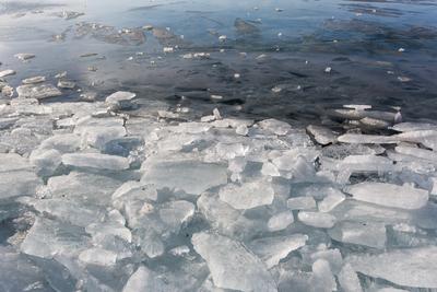 frozen lake Balaton with beautiful sky-stock-photo