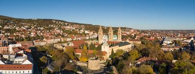 Pecs, Szekesegyhaz. Bird eye view-stock-foto