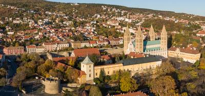 Pecs, Szekesegyhaz. Bird eye view-stock-foto