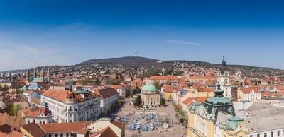 Bird eye view of Pecs, Hungary-stock-foto