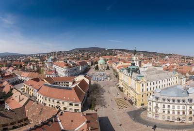 Bird eye view of Pecs, Hungary-stock-foto